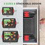 Pyle - NCSBS3SX2 , Kitchen & Cooking , Kitchen Tools & Utensils , Kitchen Oven Baking Pans - Deluxe Nonstick Gray Coating Inside & Outside Carbon Steel Bakeware Set With Red Silicone Handles (6-Pieces)