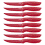 Pyle - NCSK8RED , Kitchen & Cooking , Kitchen Tools & Utensils , 8 Pcs. Steak Knives Set - Non-stick Coating Knives Set with Stainless Steel Blades, Unbreakable knives, Great for BBQ Grill (Red)