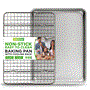 Pyle - NCSSM75 , Kitchen & Cooking , Cookware & Bakeware , Nonstick Cookie Sheet Baking Pan with Cooling Rack - Professional Quality Kitchen Cooking Non-Stick Bake Trays with Silver Coating Inside & Outside (Medium Size)