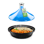 Pyle - NCTJBUL , Kitchen & Cooking , Cookware & Bakeware , Tagine Moroccan Cast Iron Cooker Pot - 2.75-Quart Cooking Pot with Stainless Steel Knob, Enameled Base, and Cone-Shaped cast iron Enameled Lid (Blue)