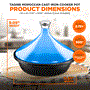 Pyle - NCTJBUL , Kitchen & Cooking , Cookware & Bakeware , Tagine Moroccan Cast Iron Cooker Pot - 2.75-Quart Cooking Pot with Stainless Steel Knob, Enameled Base, and Cone-Shaped cast iron Enameled Lid (Blue)