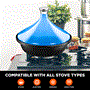 Pyle - NCTJBUL , Kitchen & Cooking , Cookware & Bakeware , Tagine Moroccan Cast Iron Cooker Pot - 2.75-Quart Cooking Pot with Stainless Steel Knob, Enameled Base, and Cone-Shaped cast iron Enameled Lid (Blue)