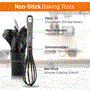 Pyle - NCUTL10BD.5 , Kitchen & Cooking , Kitchen Tools & Utensils , 10 Pcs. Silicone Heat Resistant Kitchen Cooking Utensils Set - Non-Stick Baking Tools with PP Holder (Gray & Black)