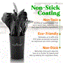 Pyle - NCUTL10BD.5 , Kitchen & Cooking , Kitchen Tools & Utensils , 10 Pcs. Silicone Heat Resistant Kitchen Cooking Utensils Set - Non-Stick Baking Tools with PP Holder (Gray & Black)