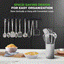 Pyle - NCUTLSSET10 , Kitchen & Cooking , Kitchen Tools & Utensils , 10 Pcs. Stainless Steel Kitchen Utensils Set  - Nonstick & Heat Resistant with High-Quality SS Utensil Holder, Spoon, Slotted Spoon, Turner, Slotted Turner, Ladle, Pasta Server, Server, Food Tong, Masher and Whisk