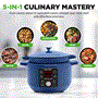Pyle - NCZTS60DBL , Kitchen & Cooking , Air Fryers , 6 Quart Electric Dutch Oven - 1500W Enamel Coated Cast Iron Pot with Lid, Stovetop Casserole Pot Style (Blue)