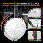 Pyle - PBJ140.5 , Musical Instruments , Banjo - Ukulele , 5-String Banjo with White Pearl Color Plastic Tune Pegs & High-Density Man-made Wood Fretboard and Accessory Kit (Redburst)