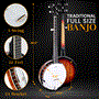 Pyle - PBJ140SB , Musical Instruments , Banjo - Ukulele , 5-String Banjo with White Pearl Color Plastic Tune Pegs & High-Density Man-made Wood Fretboard and Accessory Kit (Sunburst)