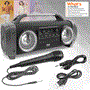 Pyle - PBMSPG144 , Sports and Outdoors , Portable Speakers - Boom Boxes , Gadgets and Handheld , Portable Speakers - Boom Boxes , Bluetooth BoomBox Karaoke Speaker System - Wireless & Portable Stereo Radio Speaker with Wired Handheld Microphone, Flashing DJ Party Lights, FM Radio