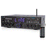 Pyle - PDA4BU.5 , Sound and Recording , Amplifiers - Receivers , Bluetooth Stereo Amplifier Receiver - Optical, Phono, Coaxial, FM Radio, USB & SD Memory Card Readers, Line (3.5 mm) Input, Digital LED Display, Microphone Inputs (200 Watt)
