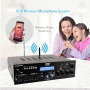 Pyle - UPDA8BUWM , Sound and Recording , Amplifiers - Receivers , Compact Home Theater Amplifier Stereo Receiver with Bluetooth Wireless Streaming, UHF Wireless Microphone, Mic ECHO and Volume Control, MP3/USB/SD/AUX/FM Radio, AV Inputs (200 Watt)