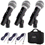 Pyle - PDMICKT34 , Musical Instruments , Microphones - Headsets , Sound and Recording , Microphones - Headsets , Dynamic Microphone Kit, (3) Professional Handheld Mics (Includes XLR Audio Cables)