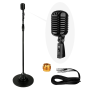 Pyle - PDMICR70BK , Musical Instruments , Microphones - Headsets , Sound and Recording , Microphones - Headsets , Classic Retro Vintage Style Microphone & Swing Stand, Black