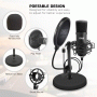 Pyle - PDMIKT100 , Musical Instruments , Microphones - Headsets , Sound and Recording , Microphones - Headsets , Computer Desktop Microphone - Streaming & Pro Audio Recording Mic Kit with Shock Mount Stand, Easy USB Plug-and-Play (for Podcast Recording, Streaming, Gaming)