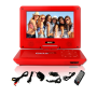 Pyle - PDV91RD , Gadgets and Handheld , Portable DVD Players , 9’’ Portable Multimedia Disc Player, Built-in Rechargeable Battery, USB/SD Card Memory Readers (Red)