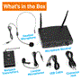 Pyle - CA-PDWM1988B.5 , Musical Instruments , Microphone Systems , Sound and Recording , Microphone Systems , Compact UHF Pro Wireless Microphone System - USB Powered Desktop Mic Receiver System with Adjustable Volume Control, Includes Belt-Pack Transmitter, Headset Mic & Lavalier Mic (Single Channel)