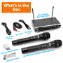 Pyle - PDWM2125 , Musical Instruments , Microphone Systems , Sound and Recording , Microphone Systems , Home & Office UHF Wireless Microphone System - Bluetooth PA Public Address Mic System with (2) Handheld Mics, Desktop USB Powered