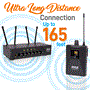 Pyle - PDWM4122 , Musical Instruments , Microphone Systems , Sound and Recording , Microphone Systems , Home & Office UHF Wireless Microphone System - Bluetooth PA Public Address Mic System with Microphone Talk-Over (4) Beltpacks, (4) Headset Mics