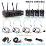 Pyle - PDWM4122 , Musical Instruments , Microphone Systems , Sound and Recording , Microphone Systems , Home & Office UHF Wireless Microphone System - Bluetooth PA Public Address Mic System with Microphone Talk-Over (4) Beltpacks, (4) Headset Mics