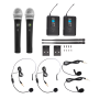 Pyle - PDWM4350U , Musical Instruments , Microphone Systems , Sound and Recording , Microphone Systems , UHF Wireless Microphone System Kit, Adjsutable Frequency, Includes (2) Handheld Mics, (2) Beltpack Transmitters, (2) Lavalier Mics & (2) Headset Mics