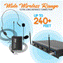 Pyle - pdwm4400 , Musical Instruments , Microphone Systems , Sound and Recording , Microphone Systems , 4-Channel VHF Wireless Microphone System Kit with (4) Headsets, (4) Belt-Packs & (4) Lavalier Mics, Rack Mountable