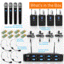 Pyle - PDWM8225 , Musical Instruments , Microphone Systems , Sound and Recording , Microphone Systems , 8-Channel UHF Wireless Microphone & Receiver System - Includes (4) Handheld Mics, (4) Belt-Packs, (4) Headsets, (4) Lavaliers