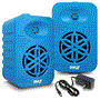 Pyle - PDWRBT46BL , Home and Office , Home Speakers , Sound and Recording , Home Speakers , 4” 2-Way Indoor/Outdoor Bluetooth Speaker System - 1/2” High Compliance Polymer Tweeter (Blue)