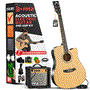 Pyle - PEAGKT100 , Musical Instruments , 40” Inch   6-String Electric Acoustic Guitar With Amplifier - Guitar with Digital Tuner & Accessory Kit (Nature color, matt finish)
