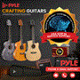 Pyle - PEAGKT100 , Musical Instruments , 40” Inch   6-String Electric Acoustic Guitar With Amplifier - Guitar with Digital Tuner & Accessory Kit (Nature color, matt finish)