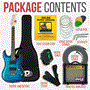 Pyle - PEGKT99BL , Musical Instruments , 6-String Electric Guitar Kit- Includes Amplifier with Accessory Kit (Blue)