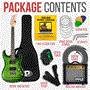 Pyle - PEGKT99GR , Musical Instruments , 6-String Electric Guitar Kit- Includes Amplifier with Accessory Kit (Green)