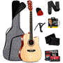 Pyle - PGA480NT , Musical Instruments , String & Wind Instruments , Beginners 6-String Acoustic Guitar - 41" Cutaway Body with Accessory Kit
