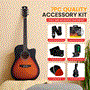 Pyle - PGSTGR007SBD , Musical Instruments , String & Wind Instruments , 41" Full-Size Acoustic Guitar Kit, Cutaway Body with Digital Tuner, and Accessory Kit, (Sunburst Teardrop)