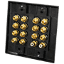 Pyle - PHI71B , Home and Office , Wall Plates - In-Wall Control , 7.1 Home Theater Fourteen Post Binding/Banana Plug with Dual RCA Subwoofer Posts Wall Plate Black (14 Posts/Polarity for 7 Speakers)