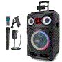 Pyle - PHP210DJT.6 , Sound and Recording , PA Loudspeakers - Cabinet Speakers , 10’’ Portable Wireless BT Speaker System – TWS Function, Built-in Rechargeable Battery, LED Display, FM/Aux/MP3/USB/SD w/ ¼’’ Input Jack for Microphone