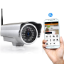 Pyle - PIPCAM15 , Home and Office , Cameras - Videocameras , Weatherproof IP Camera Surveillance Security Monitor with Wi-Fi, P2P Network, Image Capture, Video Recording, Built-in Web Server, Software Included, Downloadable App