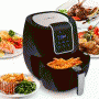 Pyle - PKAIRFR65 , Kitchen & Cooking , Air Fryers , Digital Air Fryer - Electric Oil-Free Kitchen Air Frying with Non-Stick Fry Basket, 5.3L Capacity