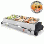 Pyle - PKBFWM24 , Kitchen & Cooking , Food Warmers & Serving , Electric Food Warming Tray - Buffet Server Hot Plate Food Warmer (3-Plate Tray Style)