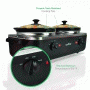 Pyle - PKBFWM26 , Kitchen & Cooking , Food Warmers & Serving , Dual Pot Electric Slow Cooker Food Warmer - Food Buffet Warming Server