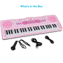 Pyle - UPKBRD4911PK , Musical Instruments , Drums , Children’s Musical Karaoke Keyboard - Portable Kids Electronic Piano Keyboard with Built-in Rechargeable Battery & Wired Microphone