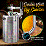 Pyle - PKBRTP99 , Kitchen & Cooking , Fridges & Coolers , Homebrew Double Wall Mini Keg Beer Dispenser - 64 oz. Double Wall Mini Keg with Cap Spear, Metal Tap CO2 Aluminum Regulator System