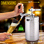 Pyle - PKBRTP99 , Kitchen & Cooking , Fridges & Coolers , Homebrew Double Wall Mini Keg Beer Dispenser - 64 oz. Double Wall Mini Keg with Cap Spear, Metal Tap CO2 Aluminum Regulator System