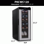Pyle - PKCWC120 , Kitchen & Cooking , Fridges & Coolers , Home Wine Cooler Fridge - Smart Wine Cooler Chilling Refrigerator with Digital Touchscreen Control, Adjustable Temp (12 Bottle Storage Capacity)
