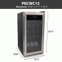 Pyle - PKCWC15 , Kitchen & Cooking , Fridges & Coolers , Wine Chilling Refrigerator Cellar - Digital Touch Button Control with Air Tight Seal, Contains Placement for Standing Bottles (15 Bottle Storage Capacity)