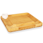 Pyle - PKCZBD10.5 , Kitchen & Cooking , Kitchen Tools & Utensils , Bamboo Cheese Cutting Board Set - Flat Wood Serving Platter for Picnic Food or Wine - Rectangle Fruit and Meat Plate Kit w/ Bowl, Closing Drawer Tray, 4 Stainless Steel Knives - NutriChef PKCZBD10