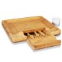 Pyle - PKCZBD10.5 , Kitchen & Cooking , Kitchen Tools & Utensils , Bamboo Cheese Cutting Board Set - Flat Wood Serving Platter for Picnic Food or Wine - Rectangle Fruit and Meat Plate Kit w/ Bowl, Closing Drawer Tray, 4 Stainless Steel Knives - NutriChef PKCZBD10