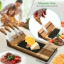 Pyle - PKCZBD50.5 , Kitchen & Cooking , Kitchen Tools & Utensils , Bamboo Food Serving & Food Slicer Platter - Cheese Board Presentation Set with Built-in Slicing Blade, Slate Stone Slab