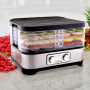 Pyle - PKFD30 , Kitchen & Cooking , Dehydrators & Steamers , Compact Food Dehydrator - Countertop Food Preserver with Multi-Tier Stackable Trays (Stainless Steel)