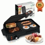 Pyle - PKGRIL43.7 , Kitchen & Cooking , Cooktops & Griddles , Electric Griddle - Crepe Maker Hot Plate Cooktop with Press Grill for Paninis