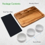 Pyle - PKSNKB10 , Kitchen & Cooking , Kitchen Tools & Utensils , Cheese & Snack Presentation Platter - Sauce Bowls and Wood Serving Tray Set with Slate Stone